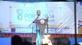 Wali Kota Makassar, Munafri Arifuddin, saat memberikan sambutan dan membuka kegiatan Pekan Olahraga dan Wawasan Keislaman (PORSANI) di Lapangan Kampus STIBA Makassar, Sabtu (10/5/2025) petang.