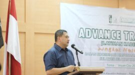 Wali Kota Makassar, Munafri Arifuddin, memberikan sambutan pada acara Advance Training (Latihan Kader III) HMI tingkat nasional yang diselenggarakan oleh Badko HMI Sulawesi Selatan di Sultan Alauddin Hotel and Convention, Makassar.
