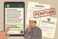 Modus dilakukan melalui aplikasi WhatsApp. Pelaku mengirim pesan yang seolah berasal dari pejabat pemerintah dan menyertakan proposal serta dokumen yang didesain agar terlihat resmi.