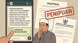 Modus dilakukan melalui aplikasi WhatsApp. Pelaku mengirim pesan yang seolah berasal dari pejabat pemerintah dan menyertakan proposal serta dokumen yang didesain agar terlihat resmi.