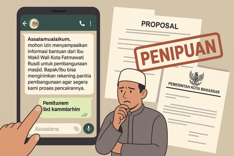 Modus dilakukan melalui aplikasi WhatsApp. Pelaku mengirim pesan yang seolah berasal dari pejabat pemerintah dan menyertakan proposal serta dokumen yang didesain agar terlihat resmi.