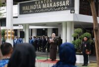 Foto: Wakil WaliKota Makassar, Aliyah Mustika Ilham, bertindak sebagai inspektur upacara dalam peringatan Hari Kebangkitan Nasional (Harkitnas) ke-117.