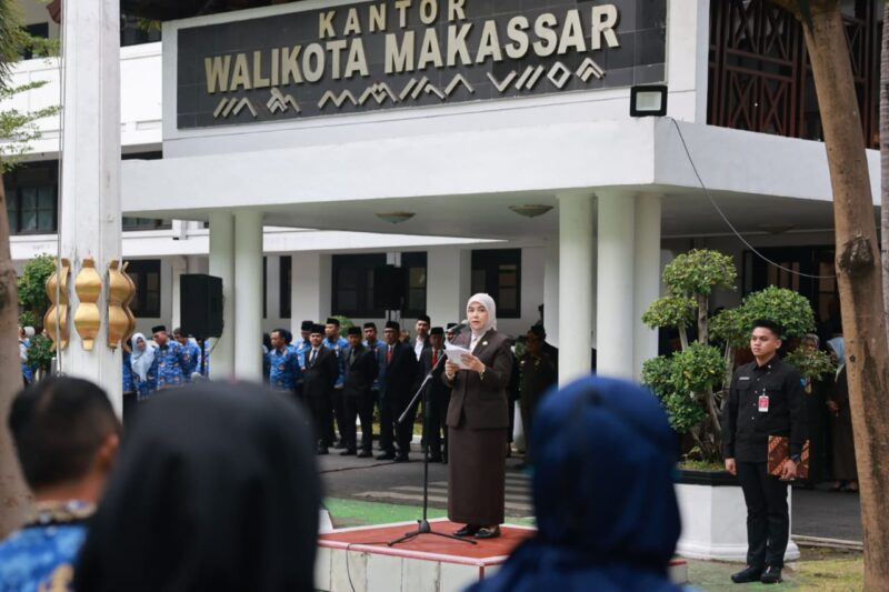 Foto: Wakil WaliKota Makassar, Aliyah Mustika Ilham, bertindak sebagai inspektur upacara dalam peringatan Hari Kebangkitan Nasional (Harkitnas) ke-117.