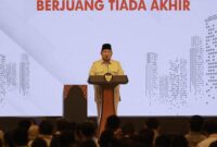 Foto: Prabowo Subianto, Presiden RI Saat Berpidato. (Dok sie/all)