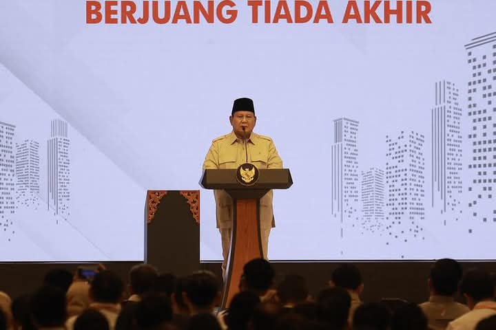 Foto: Prabowo Subianto, Presiden RI Saat Berpidato. (Dok sie/all)