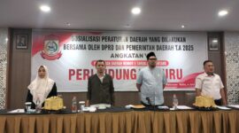 Foto: Ketua Komisi A, DPRD Makassar, Andi Pahlevi, SE., MM, Saat menggelar Sosialisasi Perda Kota Makassar Nomor 5 Tahun 2022 tentang Perlindungan Guru.