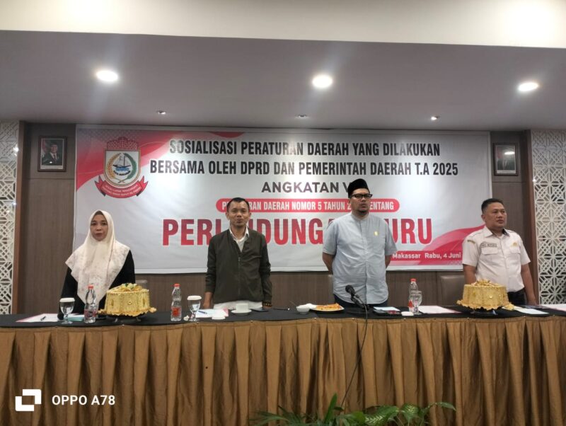 Foto: Ketua Komisi A, DPRD Makassar, Andi Pahlevi, SE., MM, Saat menggelar Sosialisasi Perda Kota Makassar Nomor 5 Tahun 2022 tentang Perlindungan Guru.