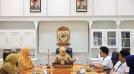 Wakil Wali Kota Makassar, Aliyah Mustika Ilham, menerima audiensi manajemen PT. Fortitude Genius Indonesia terkait peluncuran aplikasi G-Fish, di Balai Kota Makassar, Senin (23/6/2025).