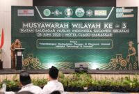Foto: Wali Kota Makassar, Munafri Arifuddin, saat menghadiri Musyawarah Wilayah (Muswil) ke-3 Ikatan Saudagar Muslim Indonesia (ISMI) Sulawesi Selatan di Hotel Claro Makassar.
