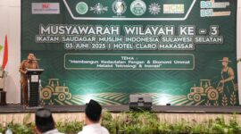 Foto: Wali Kota Makassar, Munafri Arifuddin, saat menghadiri Musyawarah Wilayah (Muswil) ke-3 Ikatan Saudagar Muslim Indonesia (ISMI) Sulawesi Selatan di Hotel Claro Makassar.