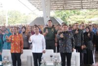 Wali Kota Makassar Munafri Arifuddin bersama Menteri BKKBN RI dan jajaran Forkopimda hadiri Peringatan Harganas ke-32 di Lapangan Karebosi, Makassar (28/7/2025).