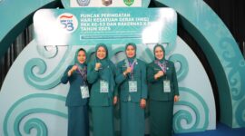 Ketua TP PKK Kota Makassar, Melinda Aksa (dua dari kiri), bersama jajaran kader PKK menghadiri Puncak HKG ke-53 dan Rakernas X PKK di Samarinda Convention Hall, Kalimantan Timur, Selasa (8/7/2025), sebagai bagian dari penguatan sinergi PKK dengan pemerintah dalam mendukung pembangunan nasional.