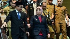 Wakil Wali Kota Makassar, Aliyah Mustika Ilham, bersama jajaran pejabat saat menghadiri acara Pengukuhan Kepala Perwakilan BPKP Provinsi Sulawesi Selatan di Makassar, Senin (14/7/2025).