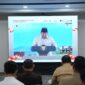 Peserta menyimak sambutan Menteri Pertahanan RI, Prabowo Subianto, secara virtual dalam acara peluncuran Kelembagaan Koperasi Kelurahan Kota Makassar Merah Putih, Selasa (22/7/2025).
