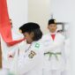 Pengukuhan 70 anggota Paskibraka Kota Makassar 2025 di Baruga Anging Mammiri, Jumat (15/8/2025)