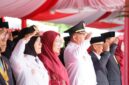 Wali Kota Makassar Munafri Arifuddin bersama Wakil Wali Kota Aliyah Mustika Ilham menghadiri upacara HUT ke-80 RI tingkat Provinsi Sulsel di halaman Rumah Jabatan Gubernur Sulsel, Minggu (17/8/2025).