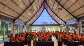 Peserta Pelatihan Dasar Manajemen Bencana BPBD Kota Makassar saat mengikuti sesi materi yang dipandu fasilitator dari Pusdiklat PB BNPB, Rabu (20/8/2025).