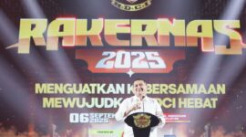 Wali Kota Makassar, Munafri Arifuddin, memberikan sambutan pada pembukaan Rakernas HDCI 2025 di Hotel Gammara, Sabtu (6/9/2025).