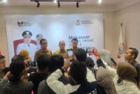 Foto: Konferensi pers terkait penataan pedagang di losari