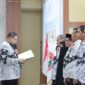 Wali Kota Makassar, Munafri Arifuddin, saat memberikan sambutan pada Pengukuhan Pengurus PGRI Kota Makassar Masa Bakti 2025–2030 di BBPMP Sulsel.