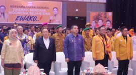 Foto: Wali Kota Makassar, Munafri Arifuddin bersama Wakil Wali Kota Aliyah Mustika Ilham mendampingi Ketua Umum Partai Hati Nurani Rakyat (Hanura), Oesman Sapta Odang (OSO), pada pelantikan Pengurus DPD Hanura Provinsi Sulsel, di Hotel Sheraton Makassar