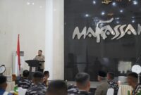Foto: Wali Kota Makassar, Munafri Arifuddin, saat menerima rombongan Kirab Kota Taruna Akademi Angkatan Laut (AAL) Angkatan 72 di Baruga Anging Mammiri Rujab Wali Kota Makassar
