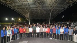 Foto: Wali Kota Makassar Munafri Arifuddin, Kapolrestabes Makassar Kombes Pol Arya Perdana, Dandim 1408/Makassar Franki Susanto bersama kelompok Cipayung Plus Kota Makassar