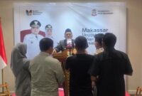 Foto: Wali Kota Makassar, Munafri Arifuddin saat konferensi pers terkait hasil Rapat Koordinasi Pemantapan HUT ke-418 Kota Makassar