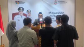 Foto: Wali Kota Makassar, Munafri Arifuddin saat konferensi pers terkait hasil Rapat Koordinasi Pemantapan HUT ke-418 Kota Makassar