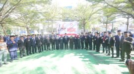 Foto: Wali Kota Makassar Munafri Arifuddin, Wakil Wali Kota Makassar Aliyah Mustika Ilham, sesaat setelah upacara Hari Sumpah Pemuda 2025