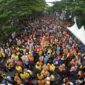 Foto: warga tumpah ruah mengikuti Jalan Sehat semarak HUT ke-418 Kota Makassar