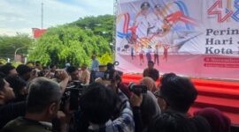 Wali Kota Makassar menghadiri rangkaian peringatan HUT ke-418 Kota Makassar di Lapangan Karebosi, Minggu (9/11/2025). Acara dihadiri berbagai elemen masyarakat dan media.
