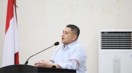 Foto: Wali Kota Makassar Munafri Arifuddin saat memberikan sambutan dalam acara acara syukuran di Rumah Jabatan Wali Kota Makassar