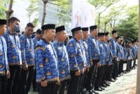 Foto: Suasana upacara  peringatan Hari Ulang Tahun ke-54 Korps Pegawai Republik Indonesia (KORPRI) Tahun 2025 di halaman Kantor Balai Kota Makassar