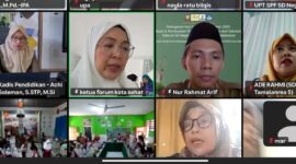 Foto: Ketua Dewan Lingkungan Kota Makassar, Melinda Aksa dalam memimpin kegiatan Pembuatan 10.000 Liter Eco Enzym melalui zoom meeting