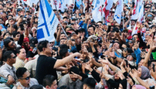 Presiden Prabowo Subianto saat peringatan Hari Buruh Internasional di Monas (Foto: BPMI Setpres)