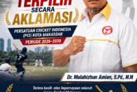 Ketua terpilih Persatuan Cricket Indonesia (PCI) Kota Makassar, Dr. Mulahizhun Amien, S.Pd., M.M