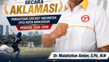 Ketua terpilih Persatuan Cricket Indonesia (PCI) Kota Makassar, Dr. Mulahizhun Amien, S.Pd., M.M