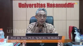 Prof. dr. Budu, Ph.D., Sp.M(K), M.Med.Ed. Plt Kepala LLDIKTI IX (Foto Unhas TV)